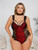 Intimate Desire-Curvaceous Range-Lace Strap Colour Panel-Teddy-Wine Red-Sizes 1XL-4XL