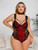 Intimate Desire-Curvaceous Range-Lace Strap Colour Panel-Teddy-Wine Red-Sizes 1XL-4XL
