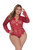 Intimate Desire-Curvaceous Range-Long Sleeve Lace Body Suit-Wine Red-Sizes 1XL-4XL