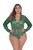 Intimate Desire-Curvaceous Range-Long Sleeve Lace Body Suit-Dark Green-Sizes 1XL-4XL