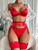 Intimate Desire-Satin 4 Piece Set-Red-Sizes-Small-X-Large