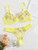 Intimate Desire-Embroided Bra And Thong Set-Yellow-Sizes Small-X-Large