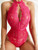 Intimate Desire-All Lace Halter Neck Teddy- Hot Pink-Sizes Small-2xl
