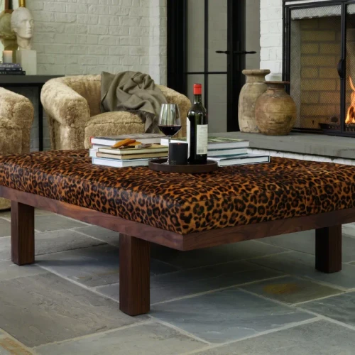 Perkins Ottoman in Leopard Chestnut