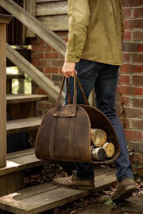 Leather Log Carrier