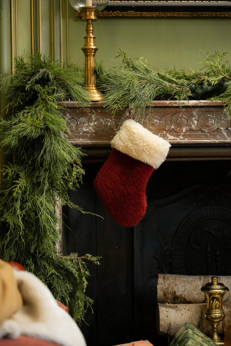 Burgundy Shearling Stocking