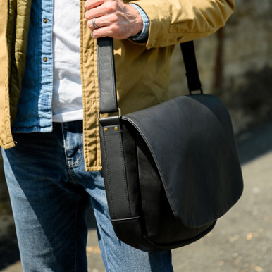 Reclaimed Leather Messenger Bag | Moore & Giles