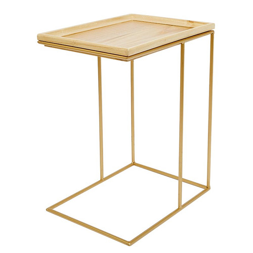 Gold/Wood Side Table