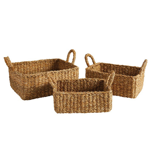 Two Handle Seagrass Basket - Set of 3