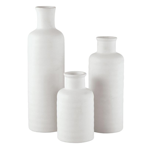 White Ceramic Vases - Set of 3