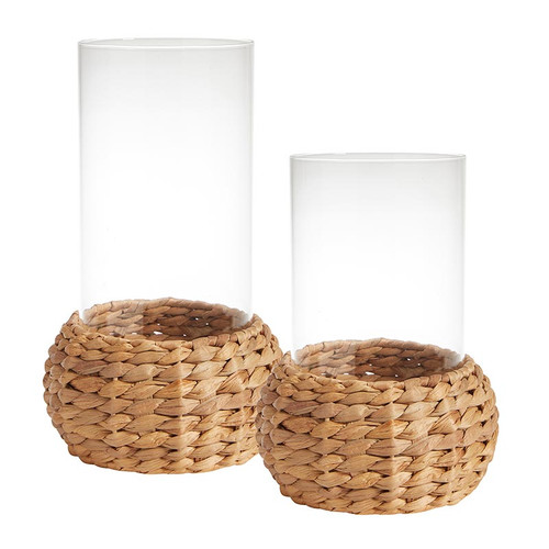 Seagrass Wrapped Hurricane - Set of 2