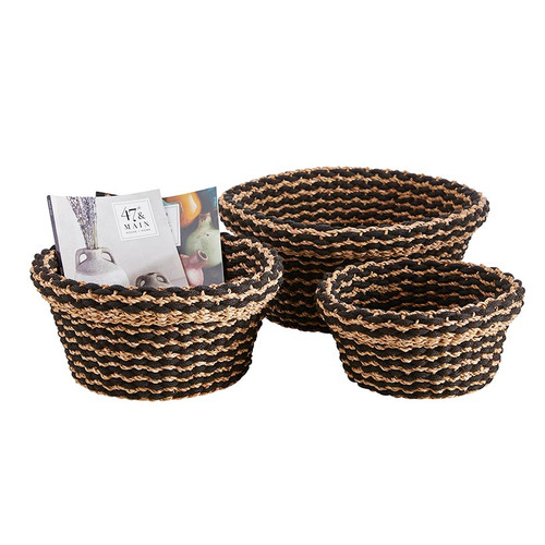 Round Black Stripe Basket Set