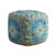 Blue Print Velvet Pouf