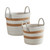 Cream Striped Baskets - Set of 2