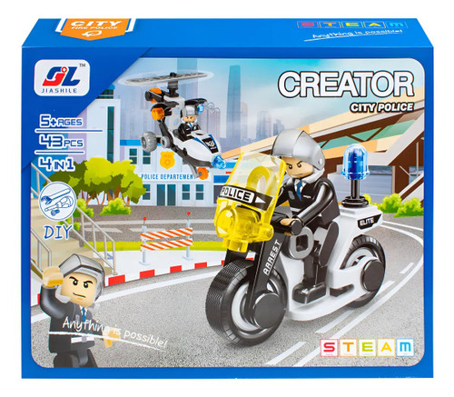 Hanye / JiaShile J-7776  J7776 Erector Set Policeman motorcycle helicopter