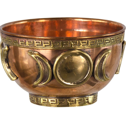 Triple Moon Copper Offering, incense Bowl Triple Moon Copper Offering, incense Bowl