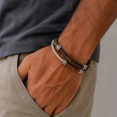 Handcrafted 3-Strand Brown & Beige Leather Bracelet – Men's & Unisex