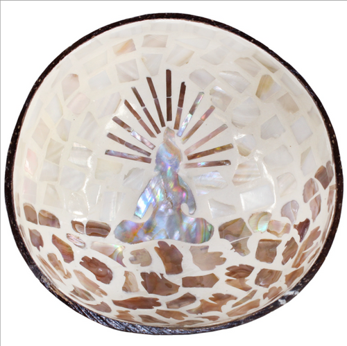 Beautiful Natural Coconut Enlightenment Bowl With Mother of Pearl