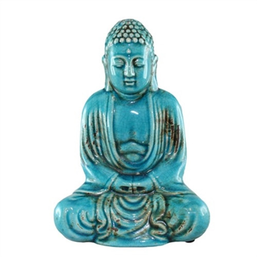 7.75inch Turquoise Glaze Dhyana Buddha Statue