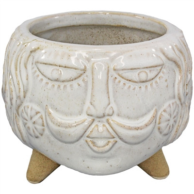 Front of Fun Male Face with Mustache Planter Pot, Succulent Pot