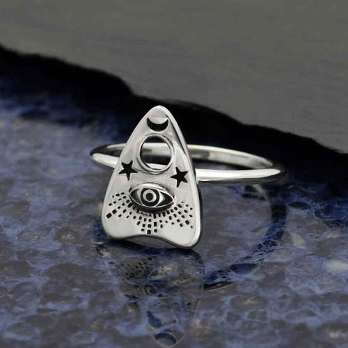 Unique Sterling Silver Ouija Planchette All Seeing Eye Ring Unique Sterling Silver Ouija Planchette All Seeing Eye Ring