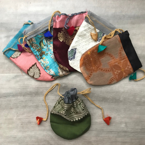 Various Silk Sari Jewelry bags