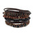 Multi strand leather and black and brown bead bracelet