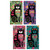 4 Flower Power Cat Matchstick boxes in green, blue, purple, and pink