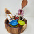 Wooden Gift Bowl Set includes 10 inch wooden bowl, 7 heart dishes/bowls in chakra colors, wooden spoon, wooden charcuterie and cheese board
