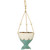 Sea Green Glazed Ceramic Hanging Mermaid Tail Planter Pot with natural Wood beads