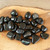 Black Obsidian Tumbled Stones with Smudging Herbs