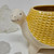 Yellow ceramic turtle planter with basket weave ceramic glaze shell