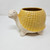 Yellow ceramic turtle planter with basket weave ceramic glaze shell