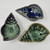 Handmade, Mini shell dishes or bowls in 3 different glaze colors of blue, green, sand