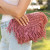 Boho raffia crossbody bag with fringe detail, zipper closure, and inner lining – natural woven purse for summer or festival wear