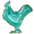 Teal Glazed Rooster Plate 10"wide, 11.25" Length, 1.63" Height