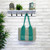 Turquoise striped woven jute beach bag with natural fiber handles