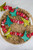 Colorful 5 ft recycled saree fabric Christmas tree garland with hand stitched trees and sari beads for boho holiday decor