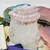 8 mm Round Bead Rose Quartz Bracelet with Silk Sari Jewelry Bag