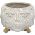 Front of Whimsical White Glaze Ceramic Flower Pot with Girl Face