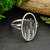 Unique Sterling Silver Layered Trees and Mountains Oval Statement Ring