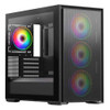 Vida Notus Black ARGB Gaming Case w/ Glass Side, Micro ATX, Mesh Front, 4x ARGB Fans, 6-Port PWM ARGB Hub, USB-C, Asus BTF Compatible physical VIDA New NOTUS-BLK MemoX