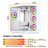 Vida Edge White ARGB Gaming Cube Case w/ Glass Side, Front & Corner, ATX, 4x ARGB PWM Fans, 6-Port Fan Hub & Remote Control, Asus BTF Compatible physical VIDA New EDGE-WHT MemoX