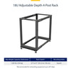 StarTech 18U 4-Post Open Frame Server Rack – Adjustable 22–40in, Mobile