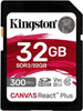 Kingston 32GB Canvas React Plus SDXC Card, UHS-II Class 10, U3, For 8K/3D/VR Videos/Photos, R/W 300/260MB/s physical Kingston New SDR2/32GB MemoX