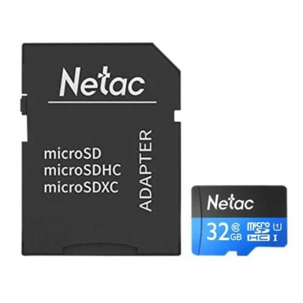Netac P500 32GB MicroSDHC Card with SD Adapter, U1 Class 10, Up to 90MB/s physical New NT02P500STN-032G-R MemoX