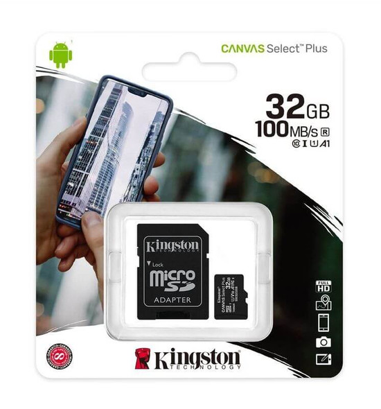 Kingston 32GB Canvas Select Plus Micro SD Card (SDHC) A1 C10 - 100MB/s