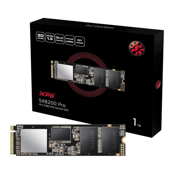 ADATA 1TB XPG SX8200 PRO M.2 NVMe SSD, M.2 2280, PCIe, 3D NAND, R/W 3500/3000 MB/s, 390K/380K IOPS, XPG Heatsink Included physical ADATA New ASX8200PNP-1TT-C MemoX