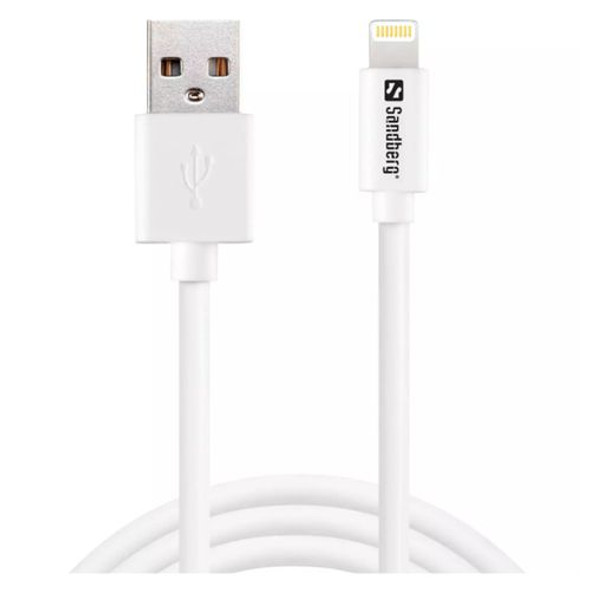 Sandberg Apple Approved Lightning Cable, 2 Metre, White, 5 Year Warranty