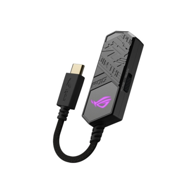 Asus ROG Clavis AI Noise-Cancelling Mic Adapter, USB-C to 3.5mm, Eliminates Background Noise, RGB Lighting